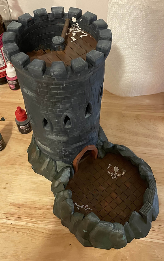 Painted fantasy castle dice tower