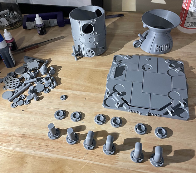 Dice tower parts ready to assemble